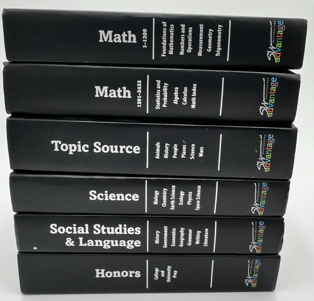SOUTHWESTERN SW ADVANTAGE 6 BOOK SET Math I & II, Science, Social, Topic, Honors