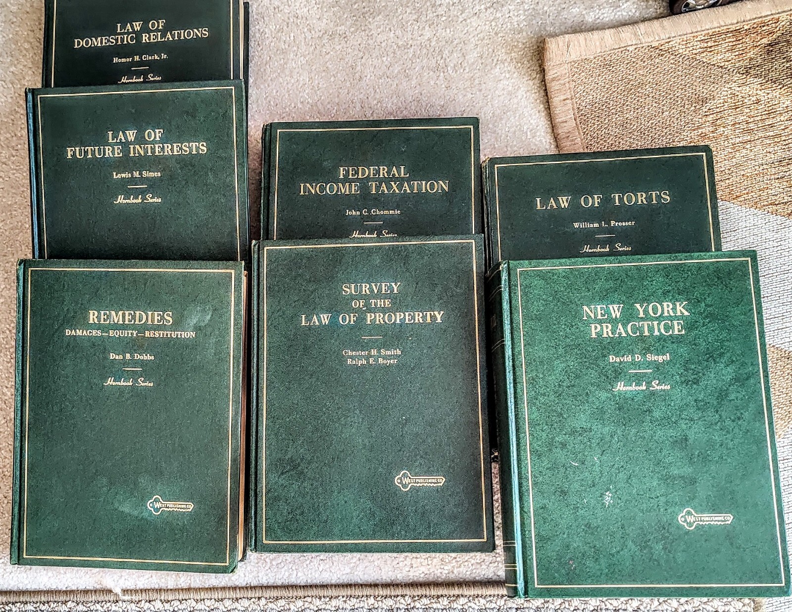 LAW SCHOOL HORNBOOKS – 7 HC VINTAGE – ASSORTED SUBJECTS- HARTFORD PICK-UP ONLY