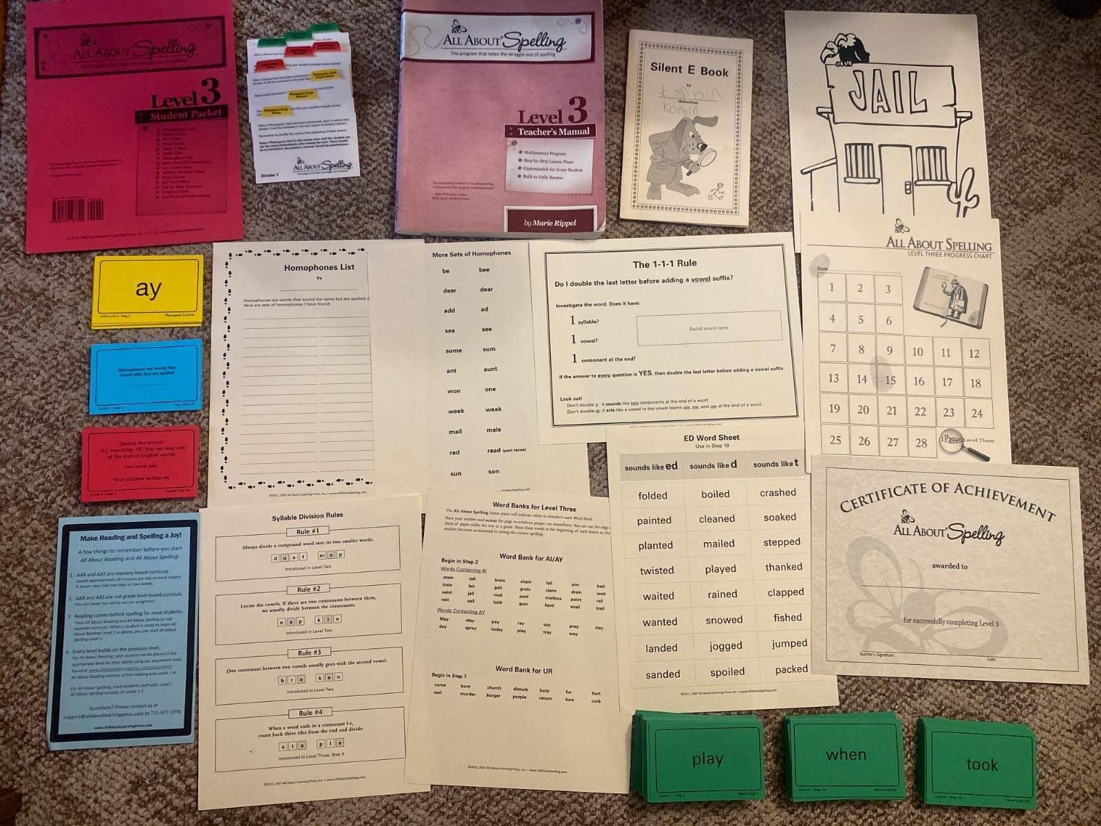 All About Spelling Level 3 Teachers Manual & partial Student Packet Marie Rippel