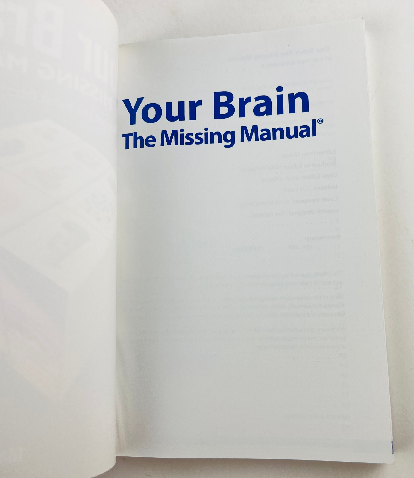 Your Brain The Missing Manual Matthew MacDonald Neuroscience Psychology Book
