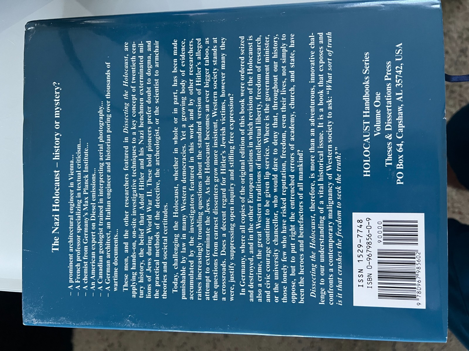 Dissecting The Holocaust: The Growing Critique, Signed by Ernst Gauss HC