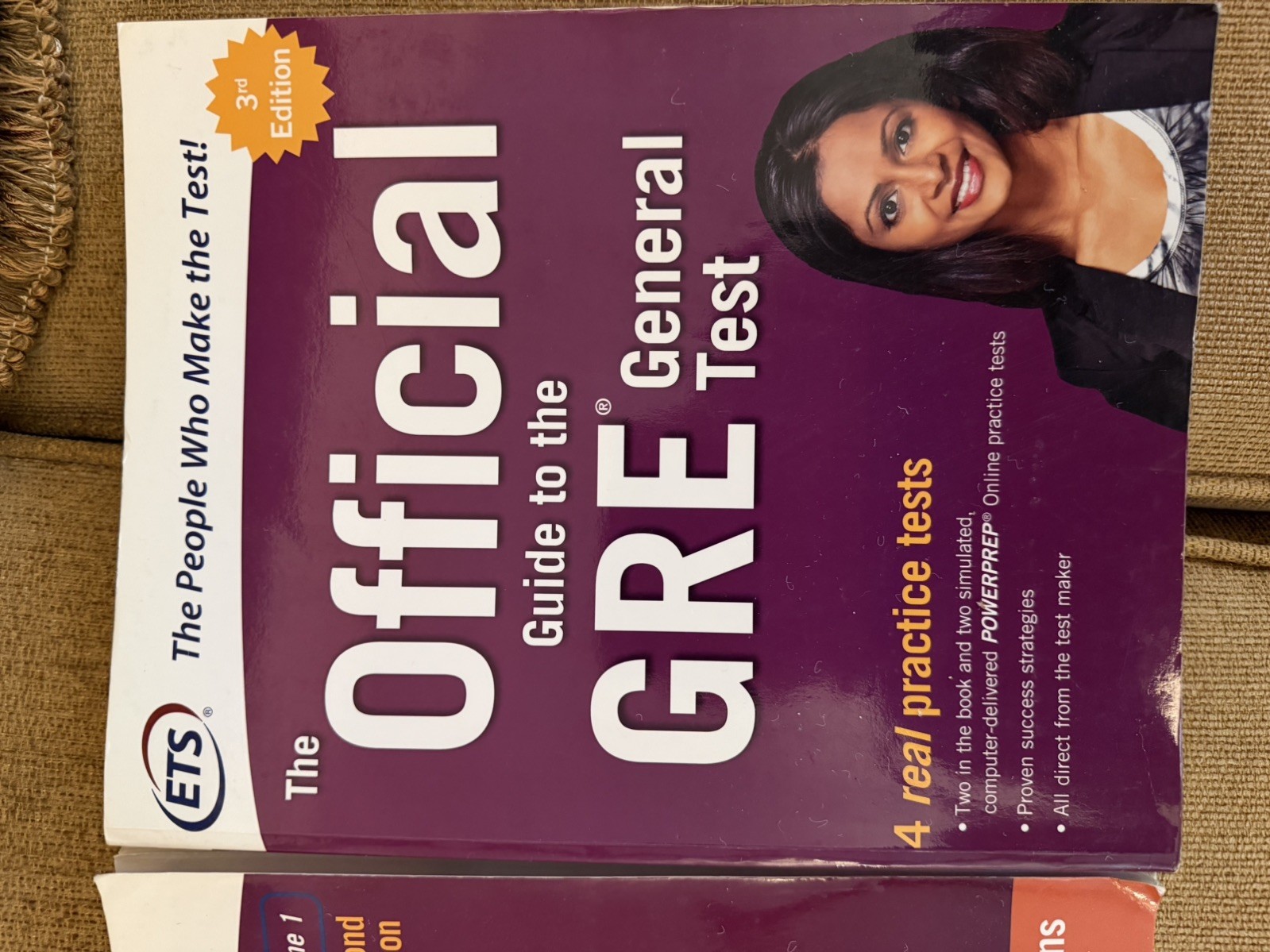 ETS Official GRE General Test, Verbal, and Quantitative Reasoning Prep Books.