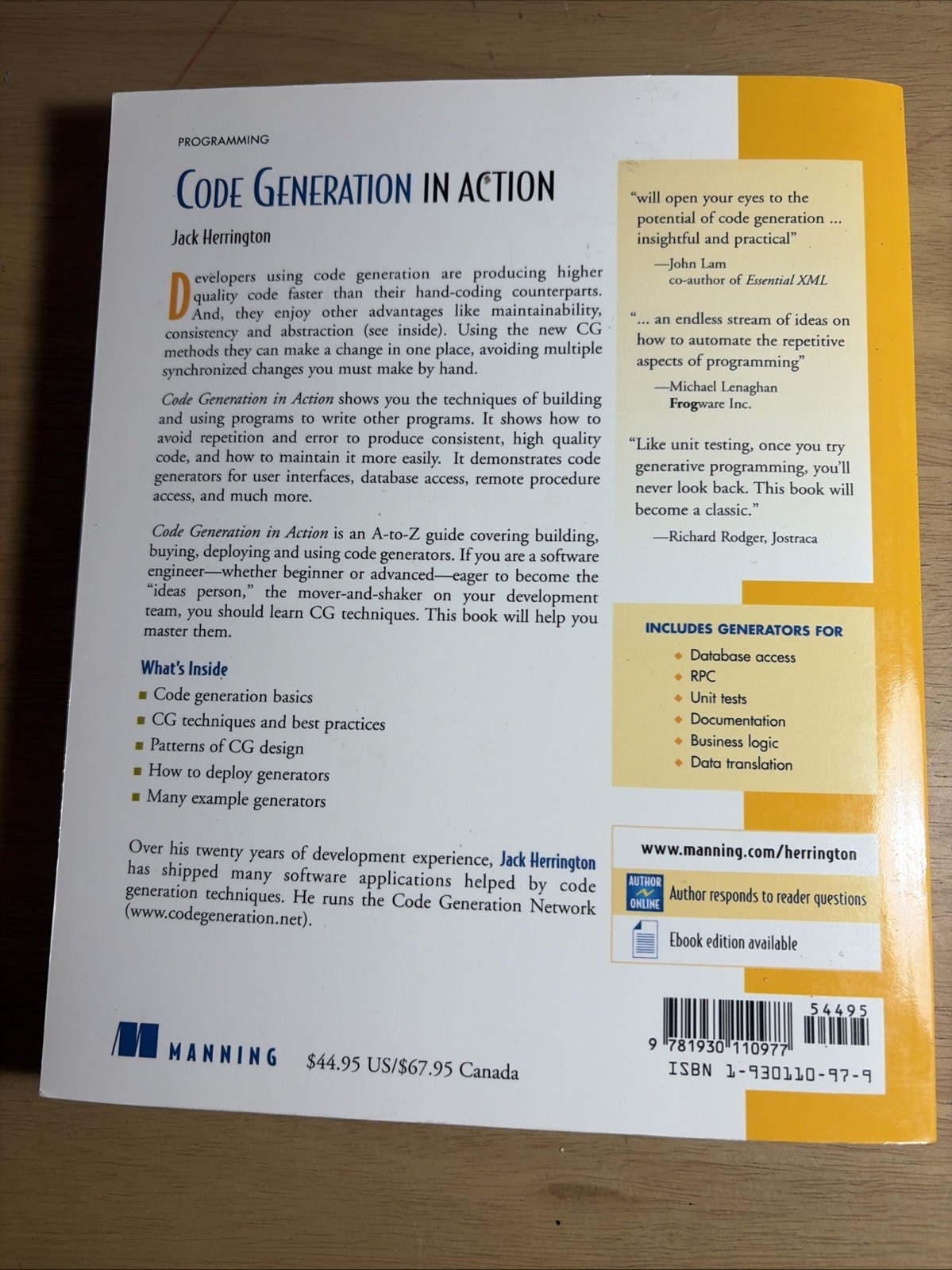 Code Generation in Action – Herrington, Jack TPB VG+