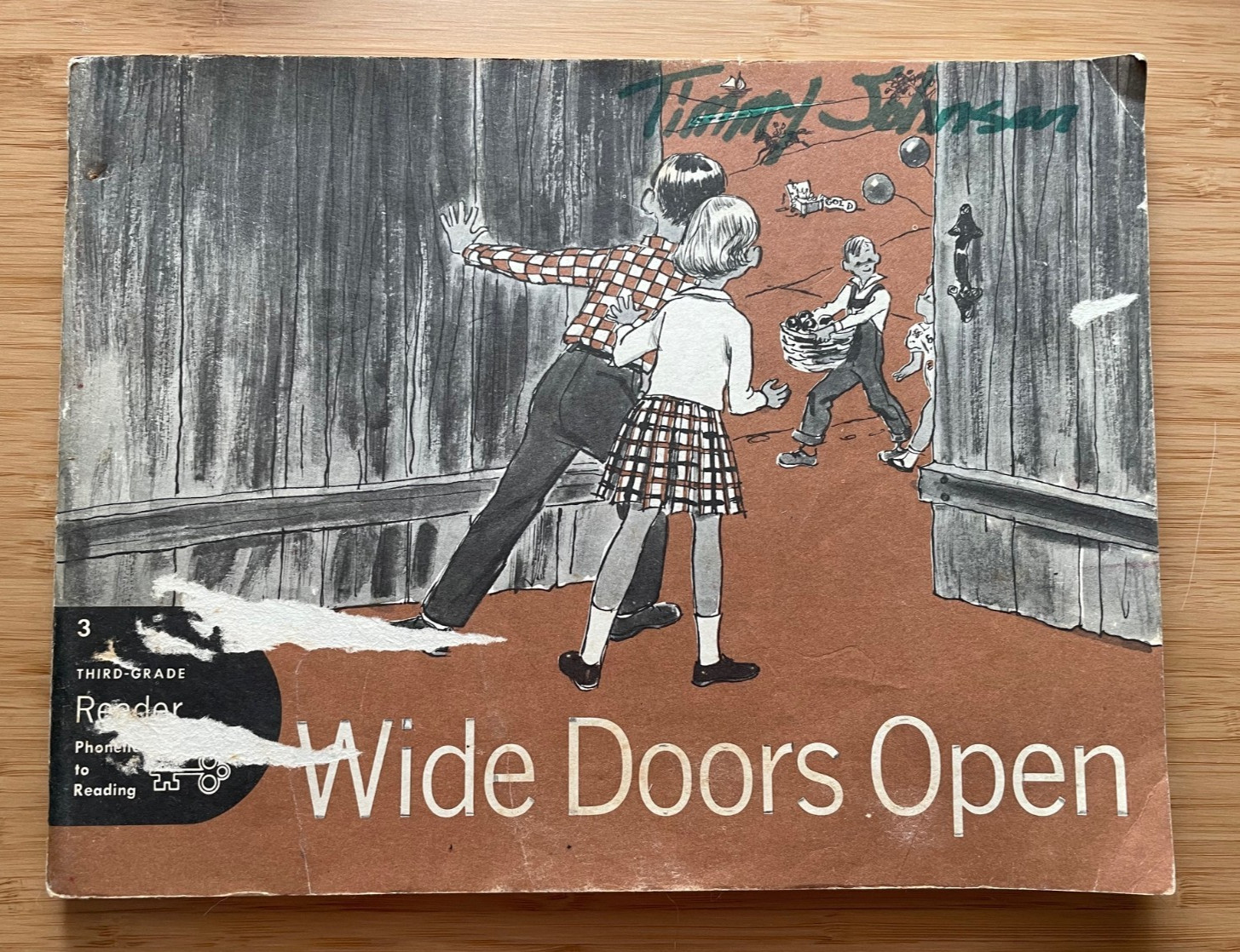 1967 Wide Doors Open Third Grade Reader Phonetic Keys School Book VTG
