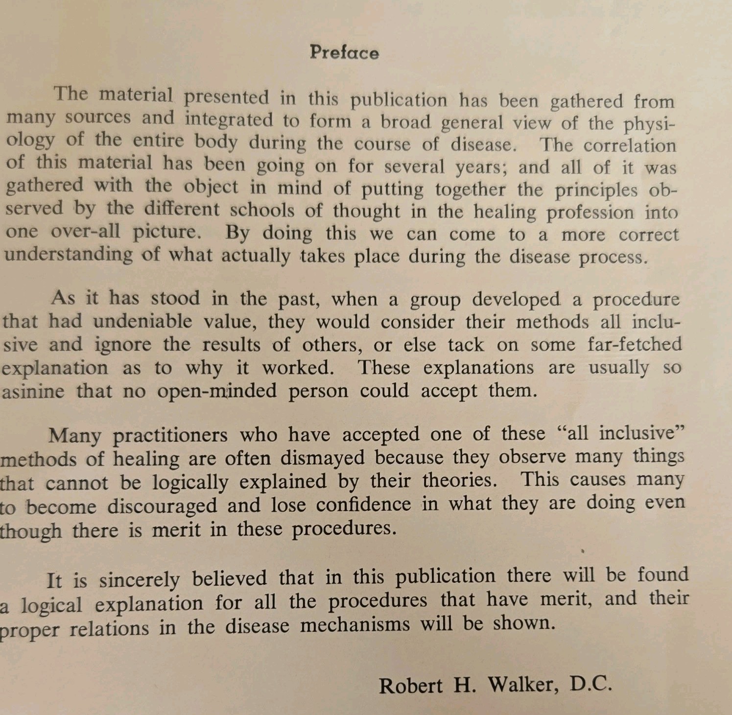 Functional Processes of Disease (Chiropractic) By Robert H. Walker Booklet 1951