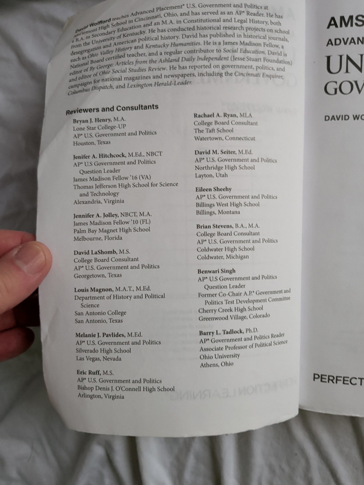 AMSCO Advanced Placement AP United States Government & Politics 3rd edition Used