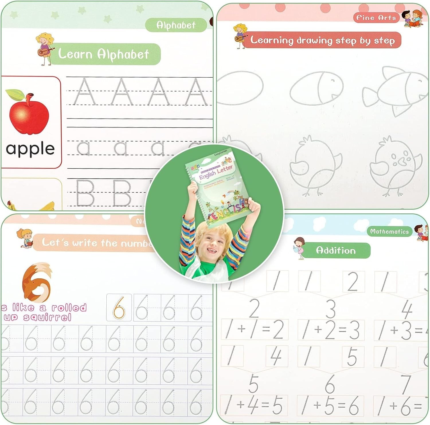 Multicolor Handwriting Copybooks with Silicone Grip for Comfortable Learning