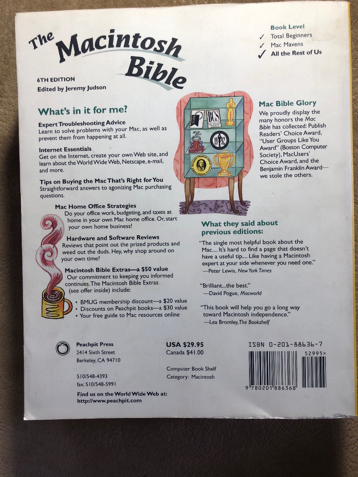The Macintosh Bible by Jeremy Judson 6th Edition 991 Pages!! (1996, Trade Paper)