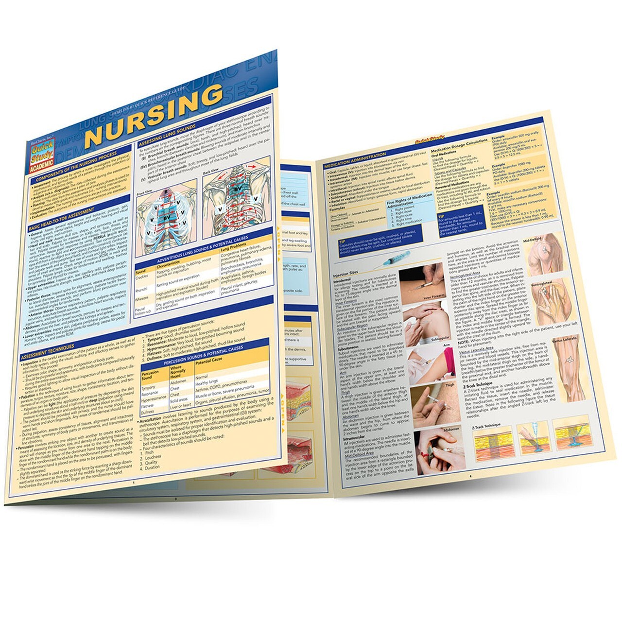 Nursing; Quick study Laminated Tri-fold Reference Guide Brand NEW!