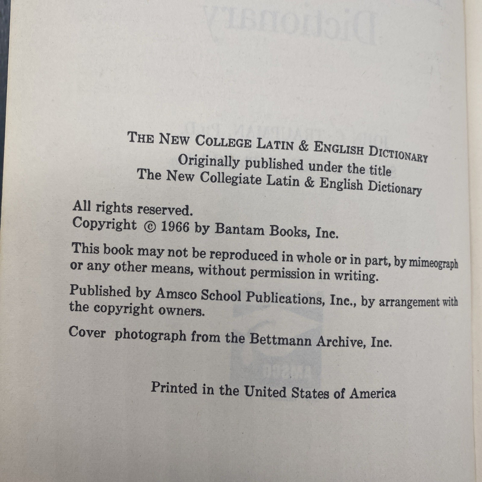 Latin Dictionary An Amsco School Publication John Traupman 1966 Softcover