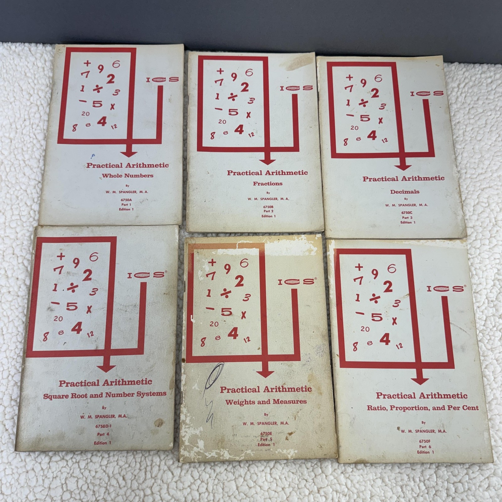Vintage ICS Practical Arithmetic WM Spangler 6-Book Set Softcover Math Textbook