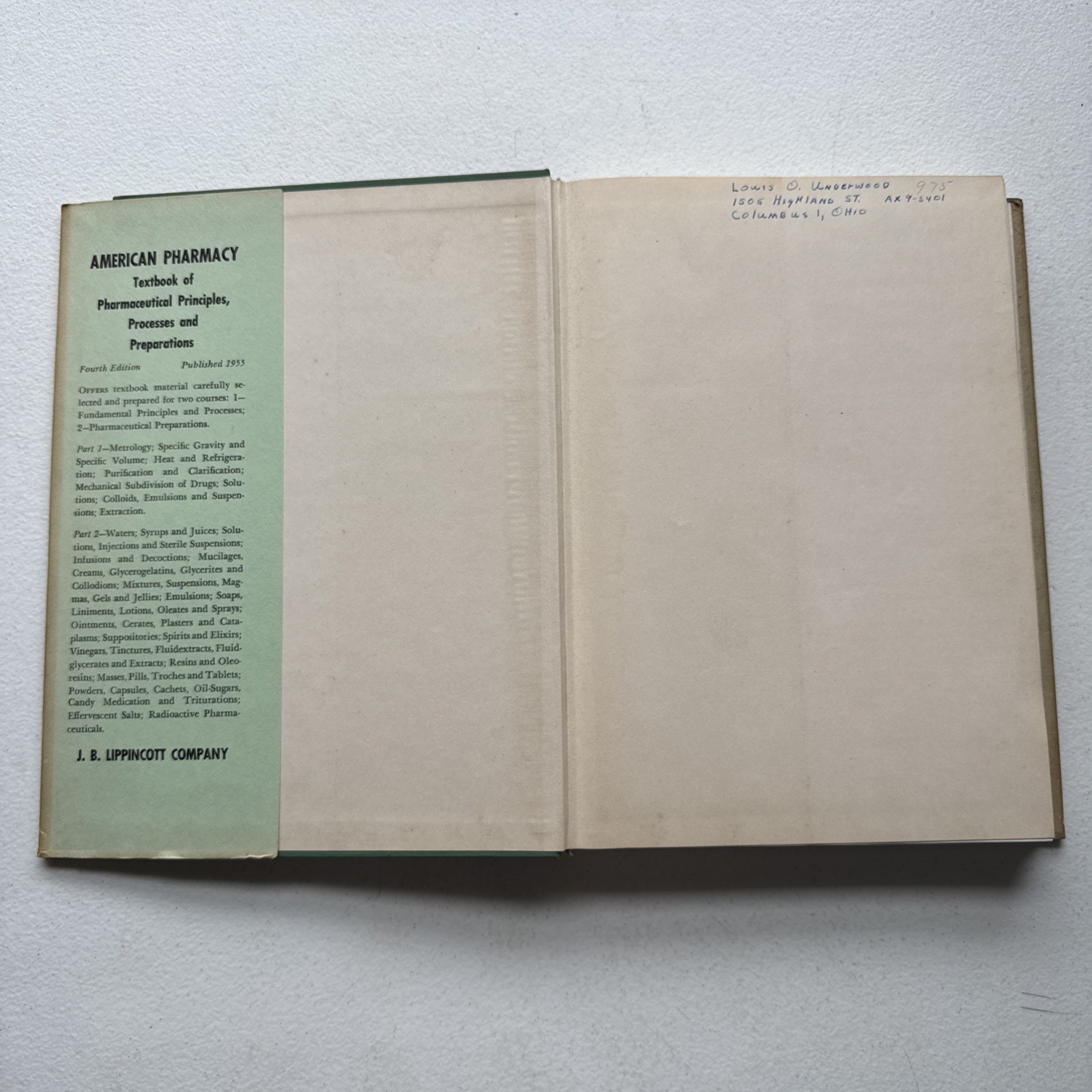 American Pharmacy By Rufus A. Lyman & Joseph B. Sprowls 1955 Hardcover Book