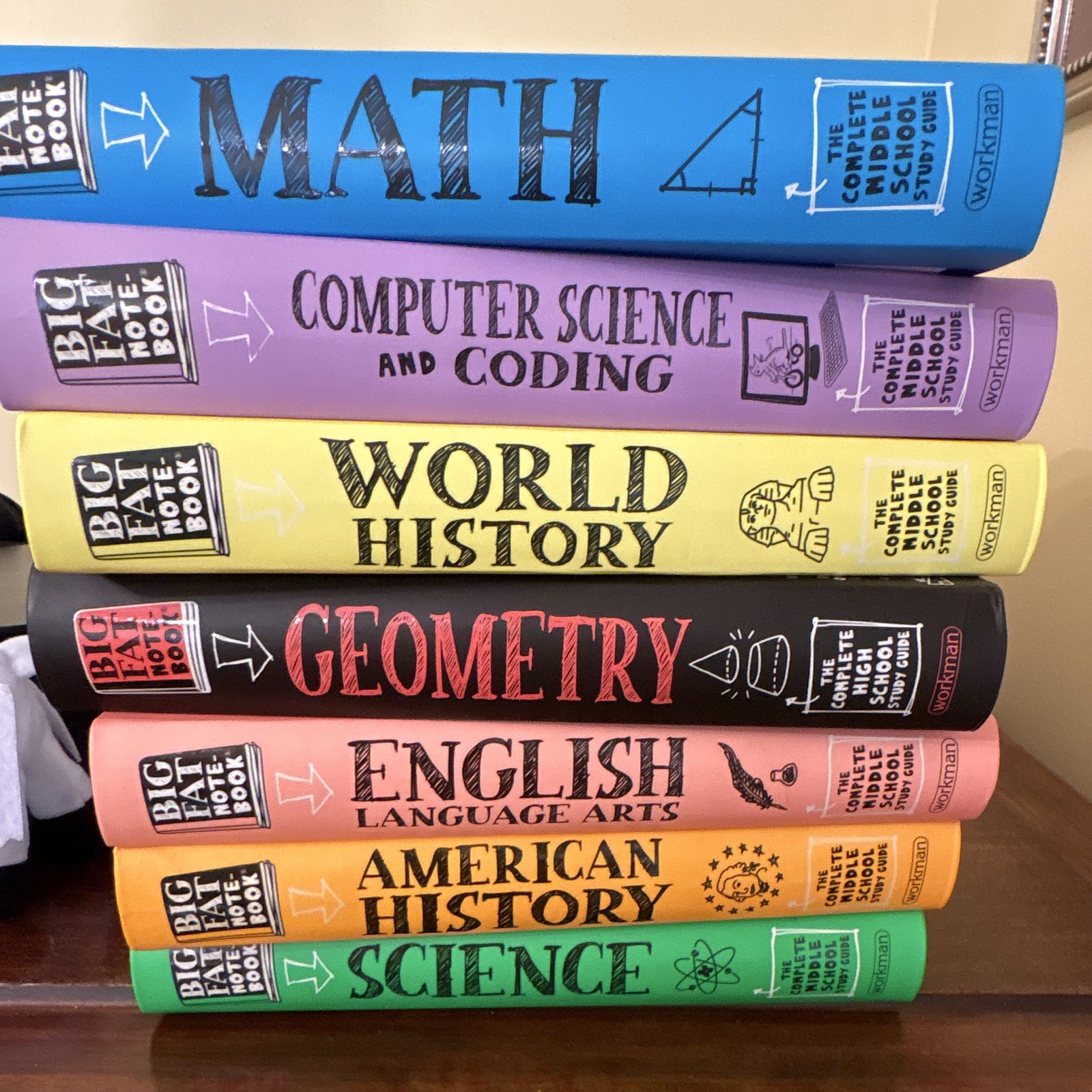 Workman Big Fat Notebook Middle School Study Guide Set Math, CS, History