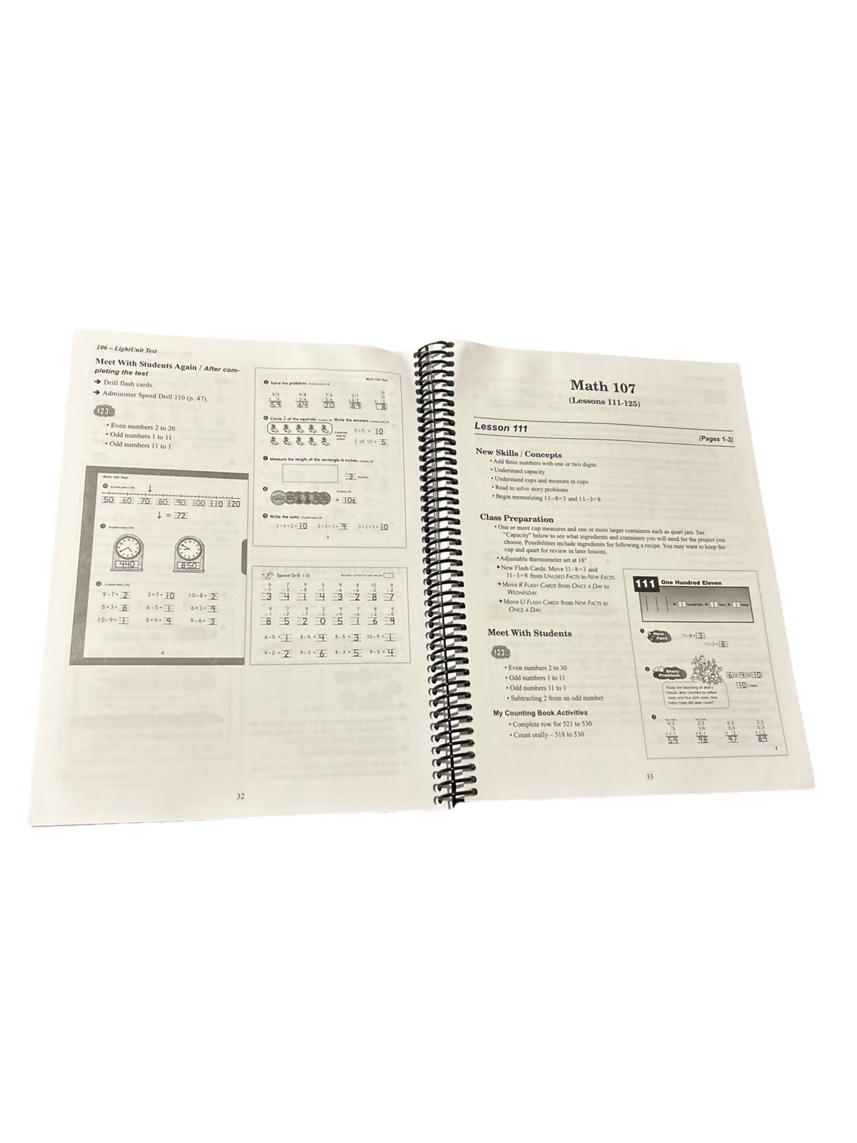 Mathematics 1 Teacher’s Guide 106–110 – Christian Light Education – CLE – Spiral
