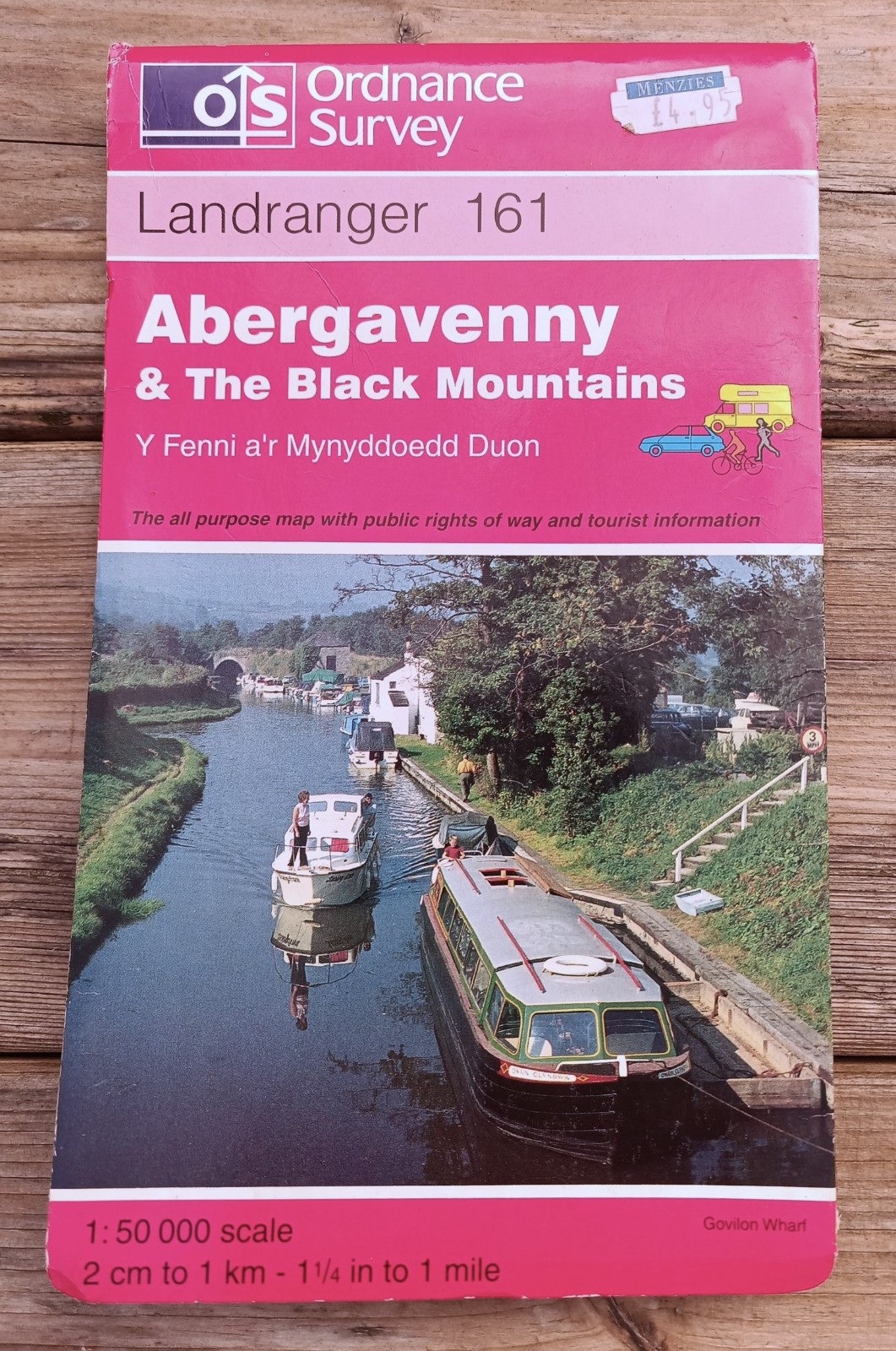 ABERGAVENNY & BLACK MOUNTAINS Ordnance Survey Landranger Map 161 1994 2cm:1km