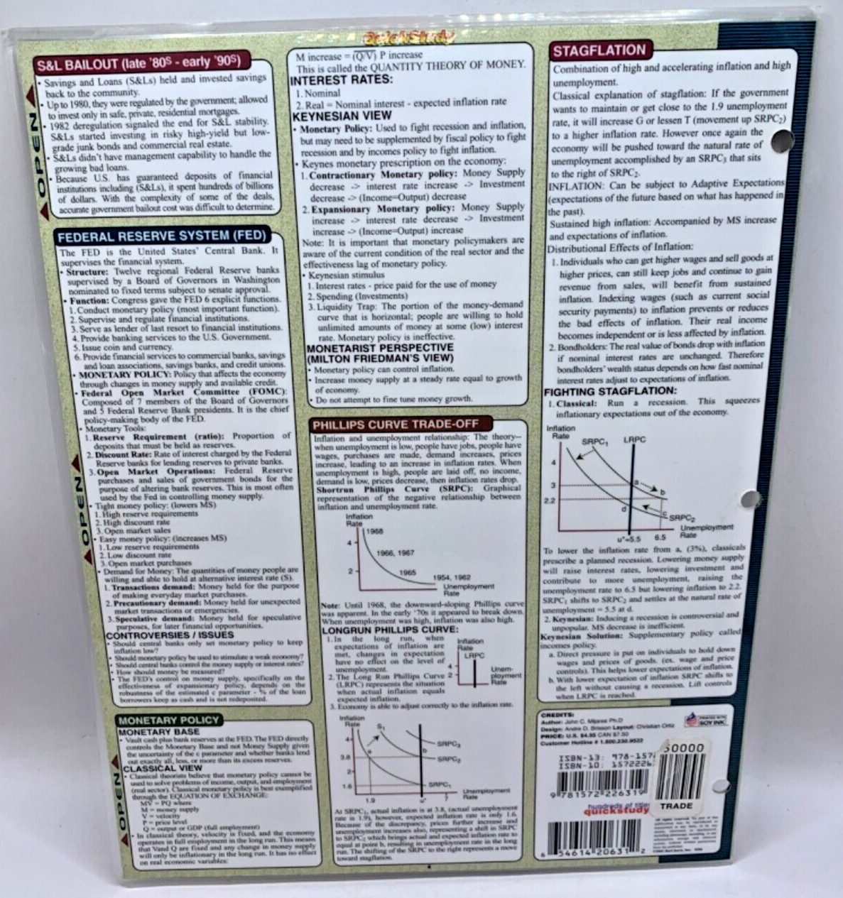 Quick Study Business Guide Book Macro Economics Bi-Fold Laminated