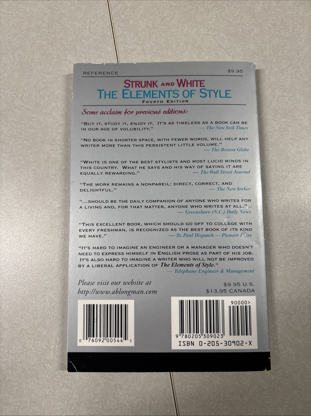 The Elements of Style by William Strunk Jr. (2000, Fourth Edition)
