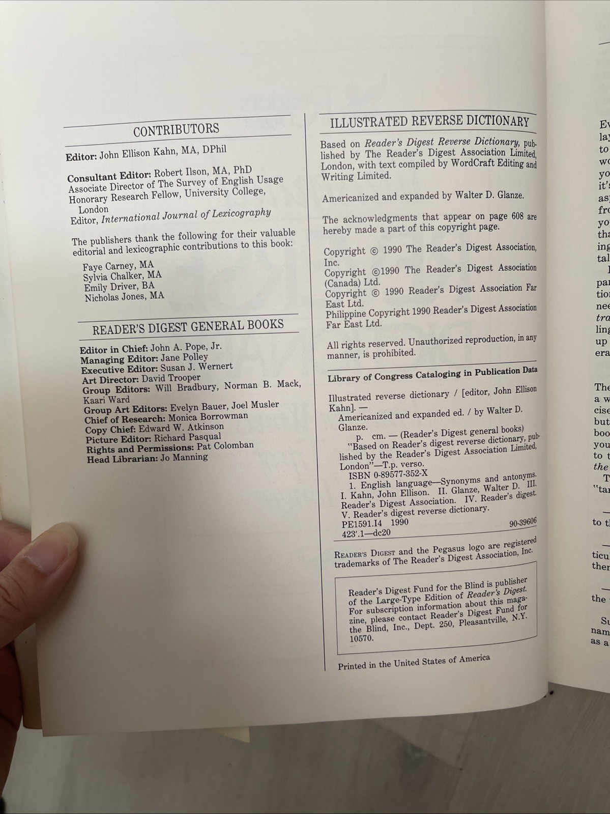 Illustrated Reverse Dictionary Readers Digest 1990