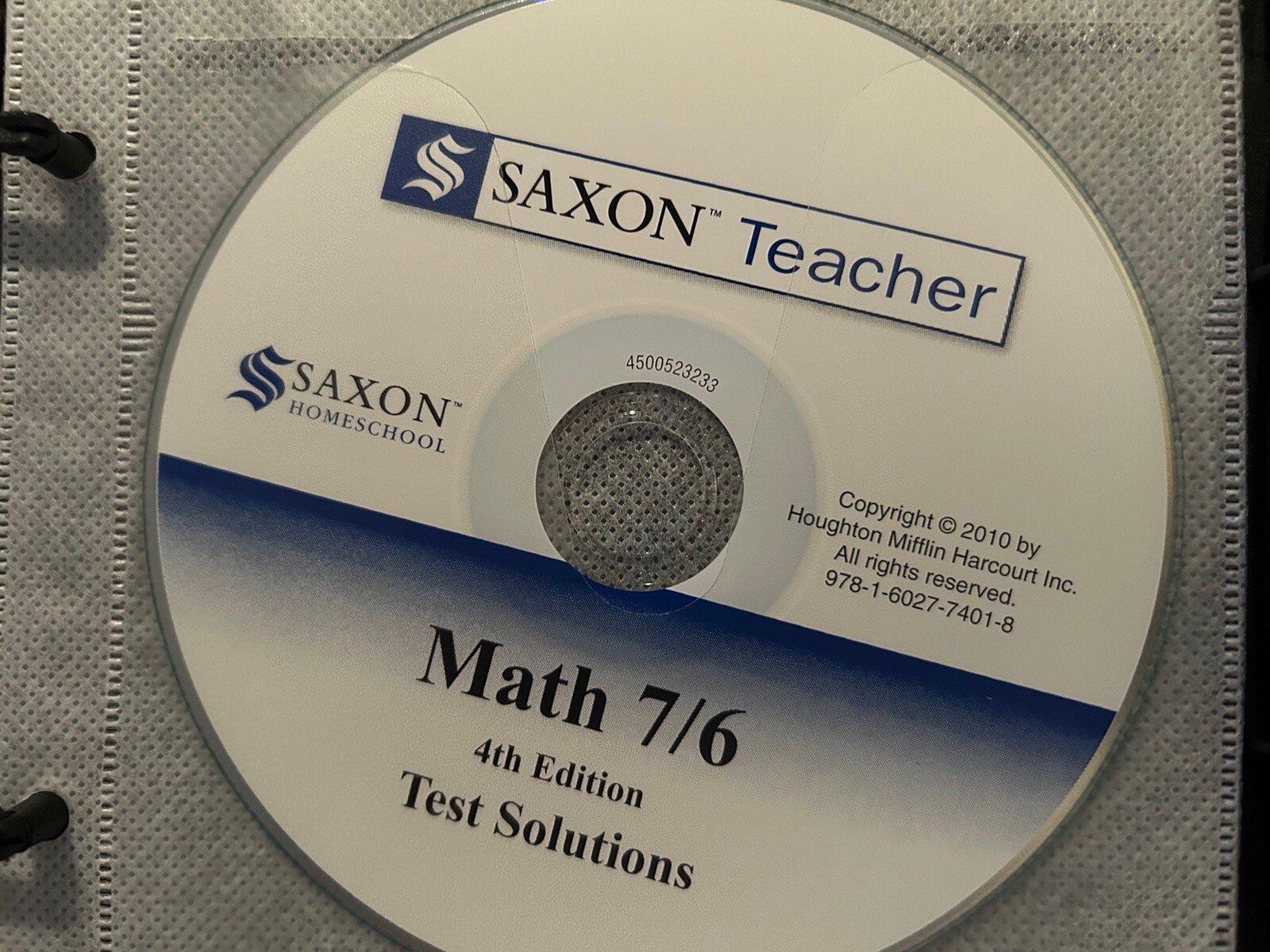 Saxon Teacher Math 7/6 Lesson & Test CDs — 4th Edition — VERY GOOD!