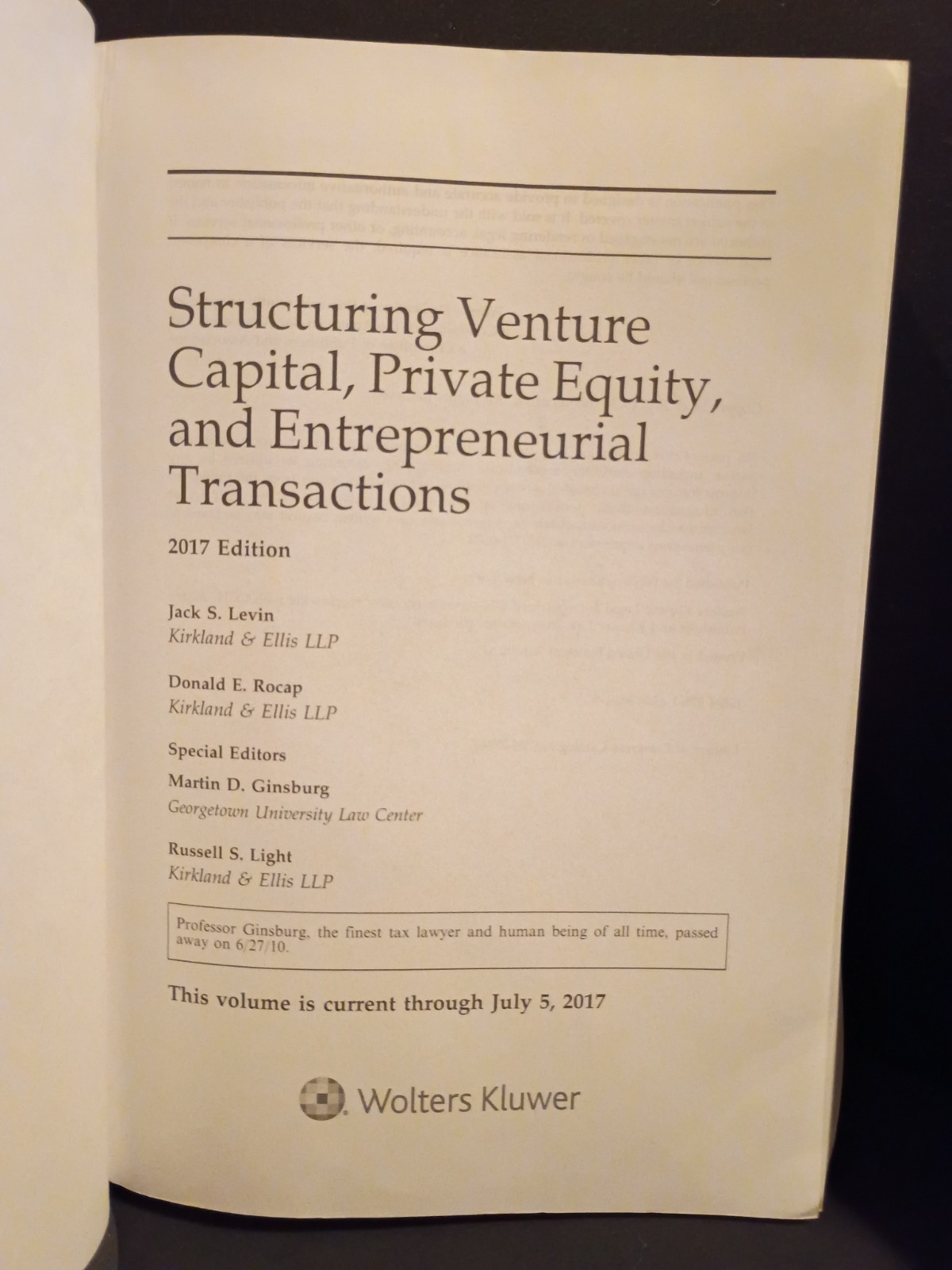 Structuring Venture Capital, Private Equity, and Entrepreneurial Trans… 2017