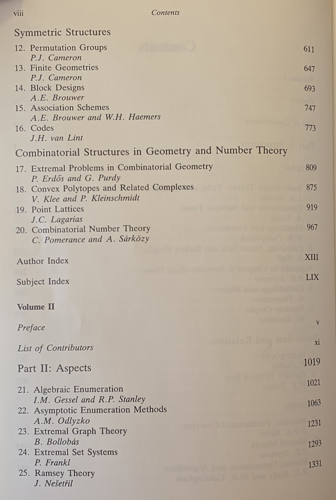 Handbook of Combinatorics: 2-volume set,  paperback, isbn 0262571722