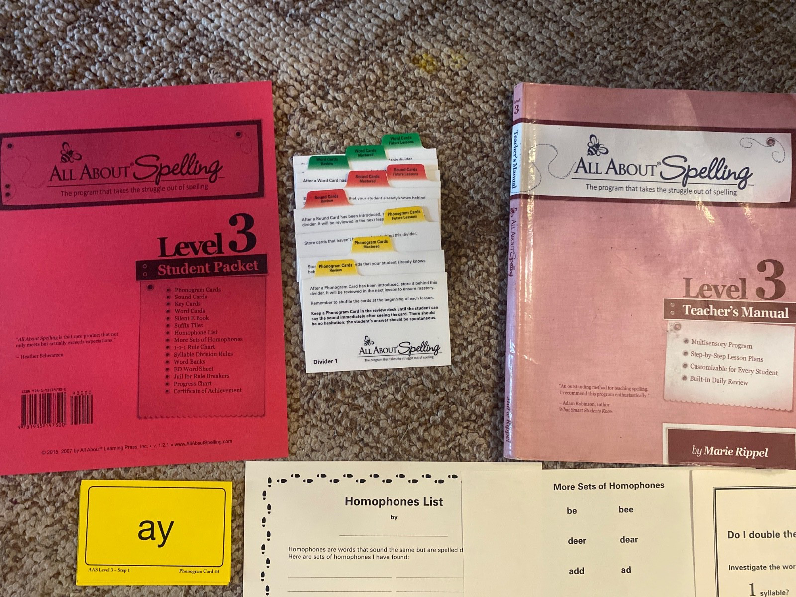All About Spelling Level 3 Teachers Manual & partial Student Packet Marie Rippel