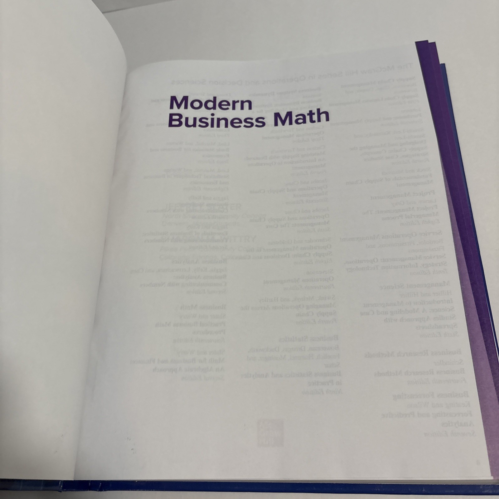 Modern Business Math Student 1st Edition Hardcover, by Slater
