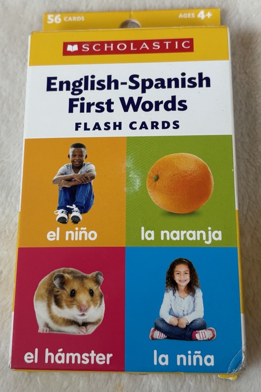 Scholastic Flash Cards: English-Spanish First Words – 54 vocab cards! NEW