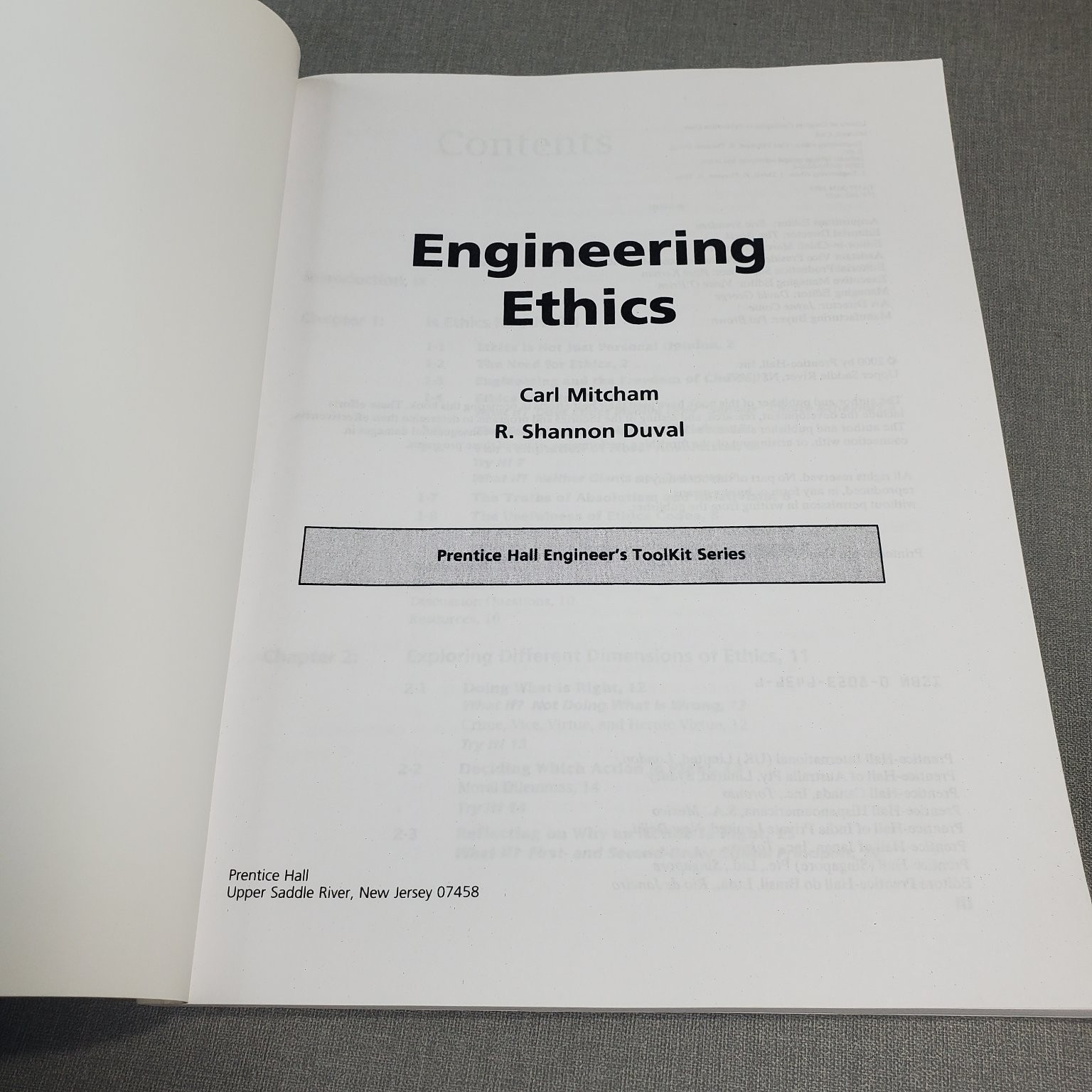Engineer’s Toolkit: Engineering Ethics Mitcham Duvall 2000 Prentice Hall
