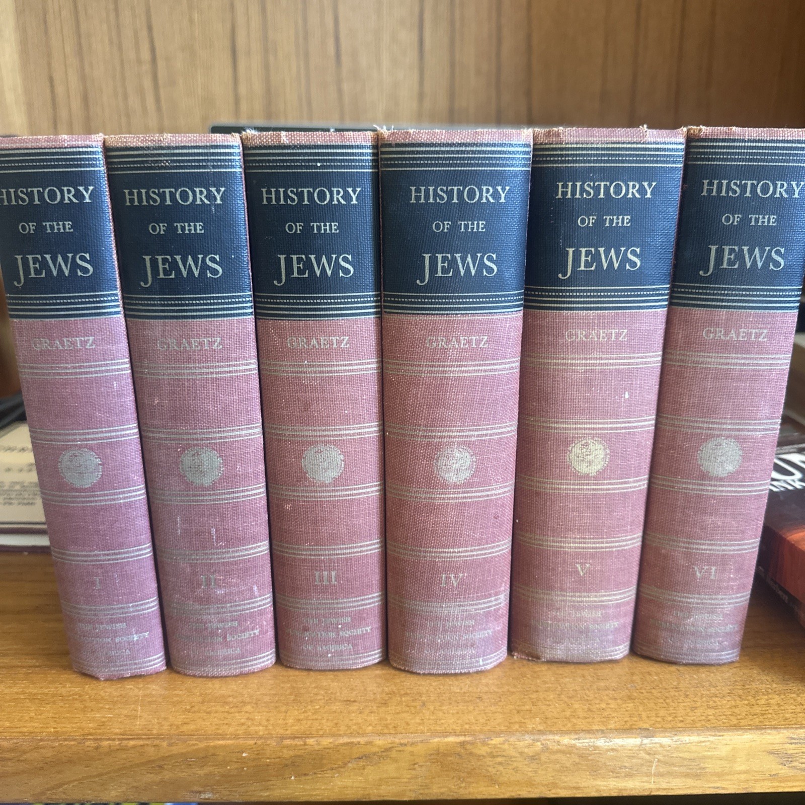 History of the Jews By Heinrich Graetz 6 Volumes 1956