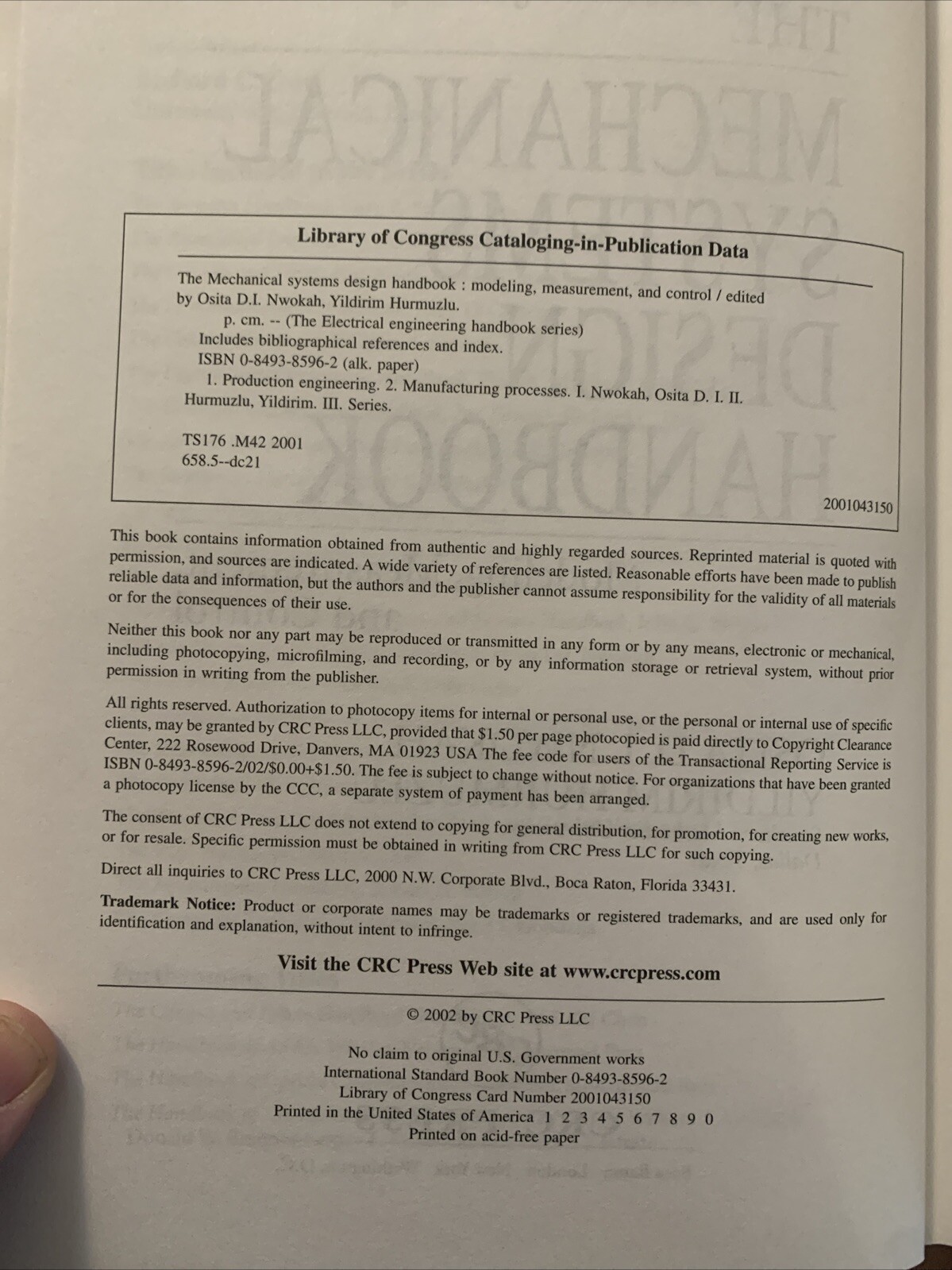 Electrical Engineering Handbook Ser.: Mechanical Systems Design Handbook :…