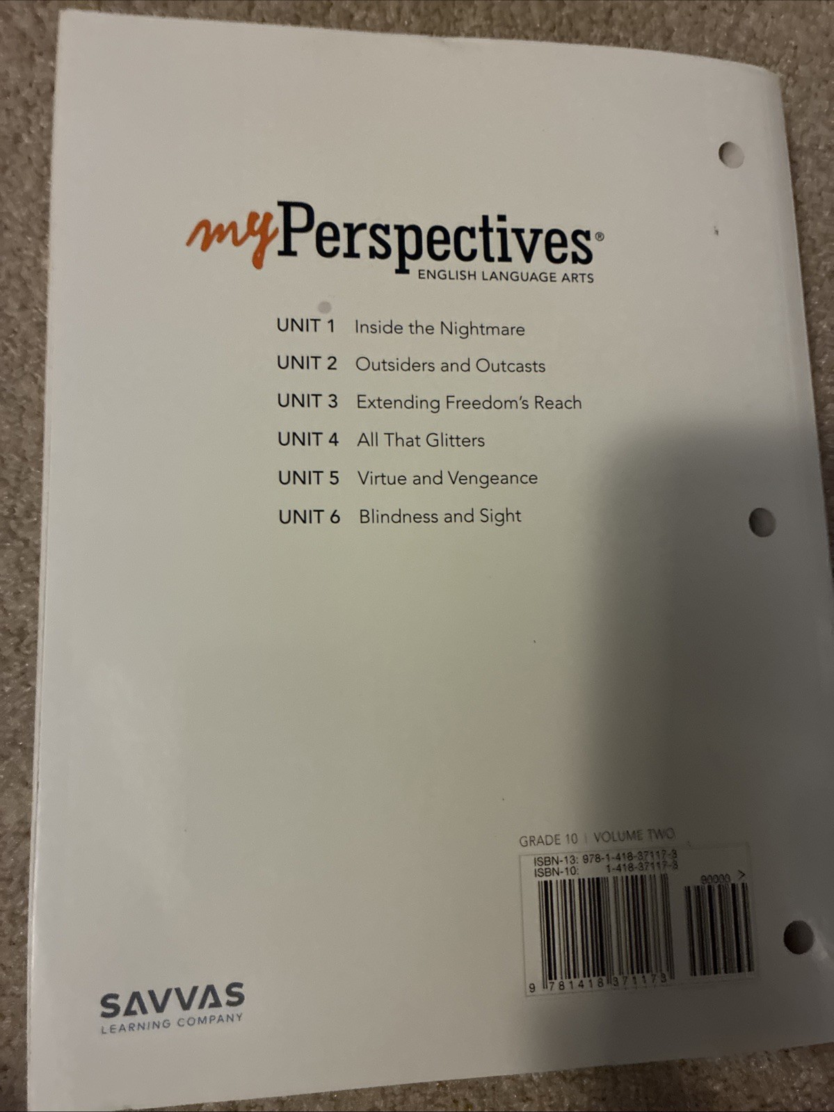 Myperspectives 2022 Consumable Student Edition Volume 2 Grade 10 by Savvas…
