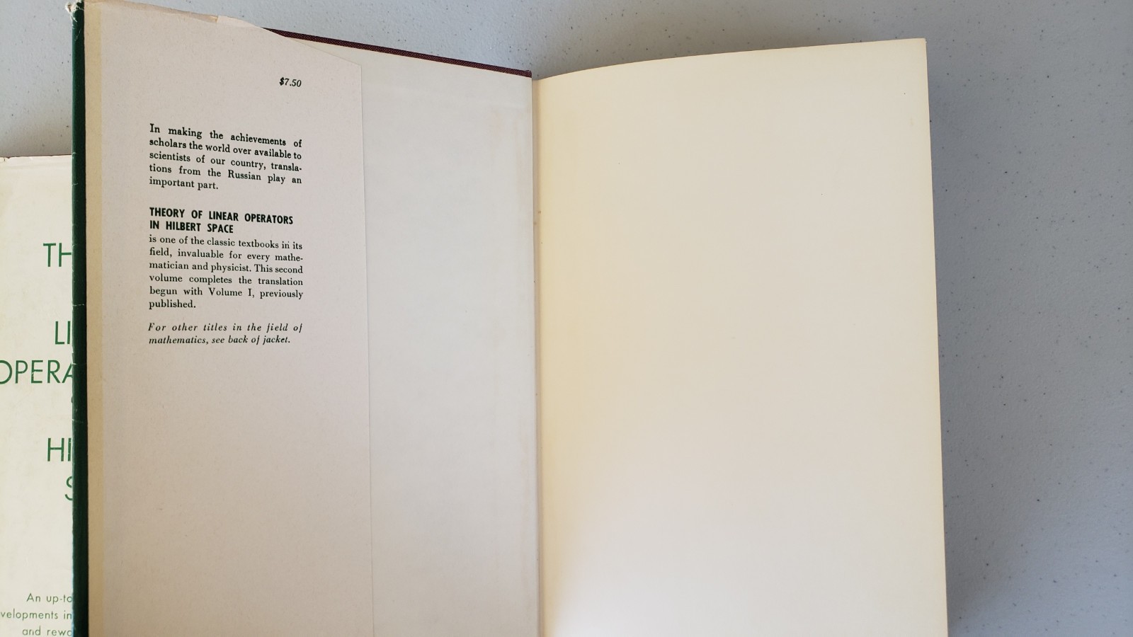 Theory of Linear Operators Hilbert Space Akhiezer Glazman Ungar 2-Vol Set