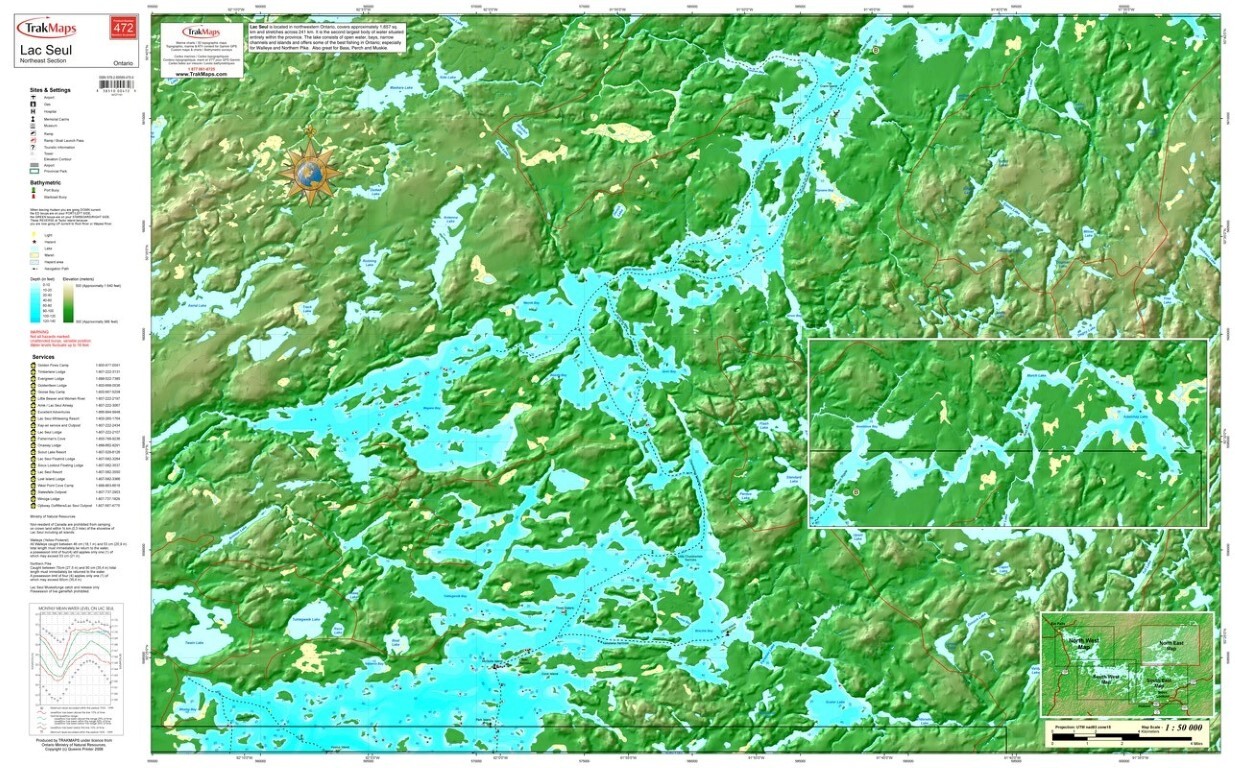 Lac Seul: Northeast Section | Waterproof Chart | 28 x 45