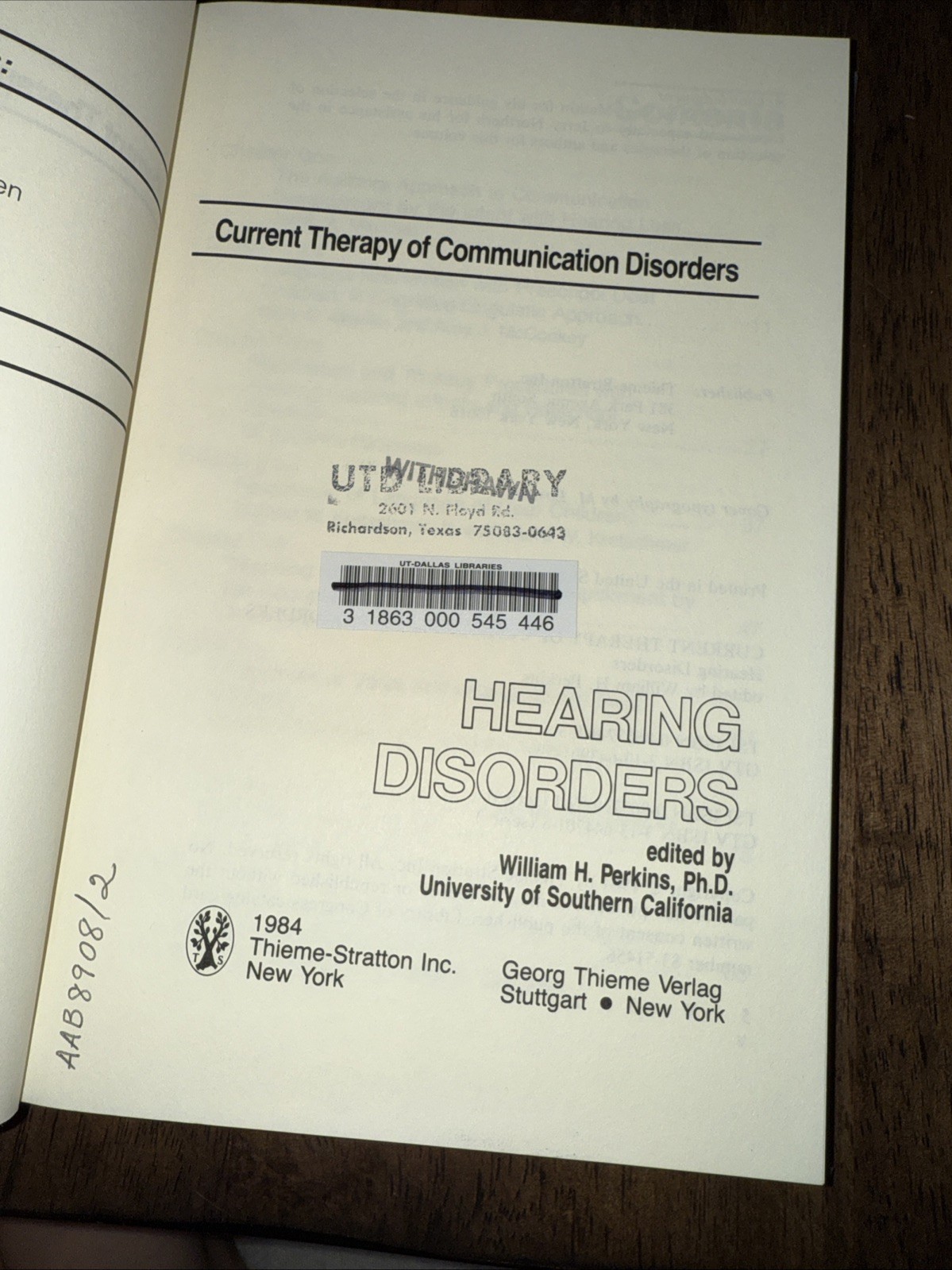 Hearing Disorders: Current Therapy Of Communication Disorders by Perkins￼