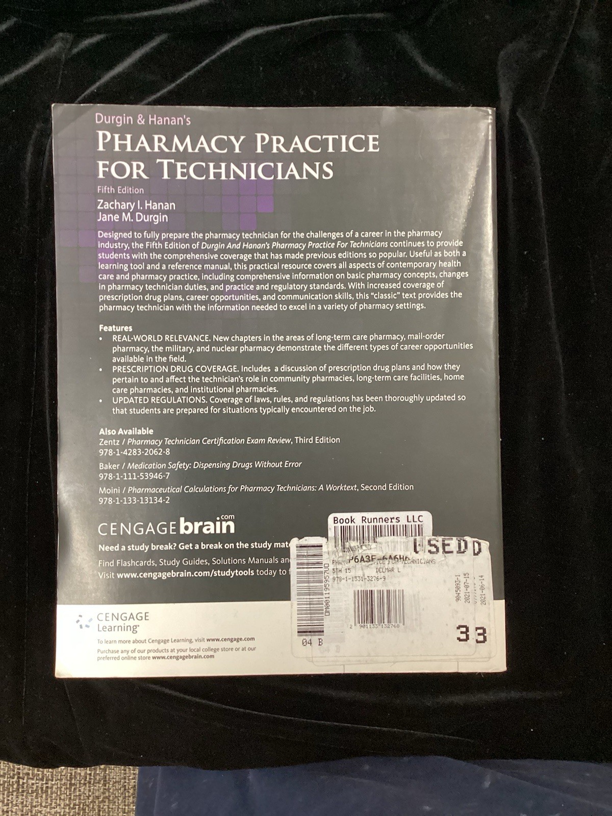 ISBN 9781133132769 Pharmacy Practice for Technicians 5th Fifth Edition Textbook