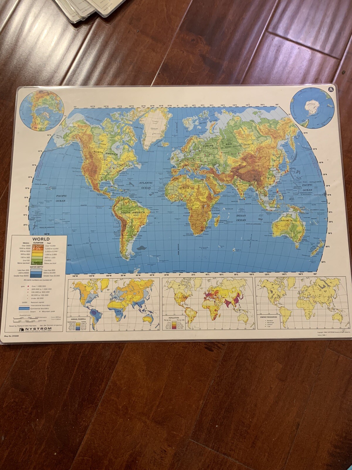 Vtg Mapping World History World NYSTROM Double Side Map # 2HG98 Laminated 17×22”