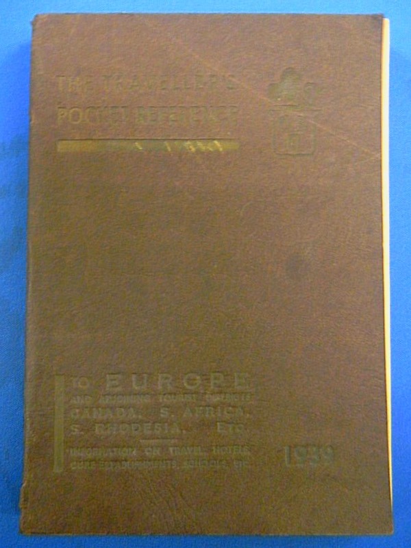 TRAVELLERS POCKET REFRENCE TO EUROPE US INFO ON TRAVEL HOTELS SCHOOL 1939 VG