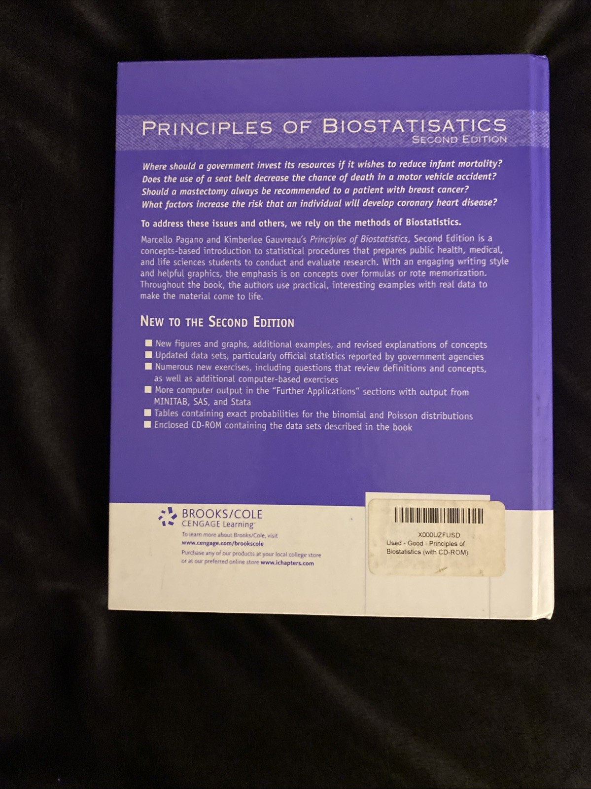 Principles of Biostatistics 2nd Ed W/ CD by Marcello Pagano K. Gauvreau