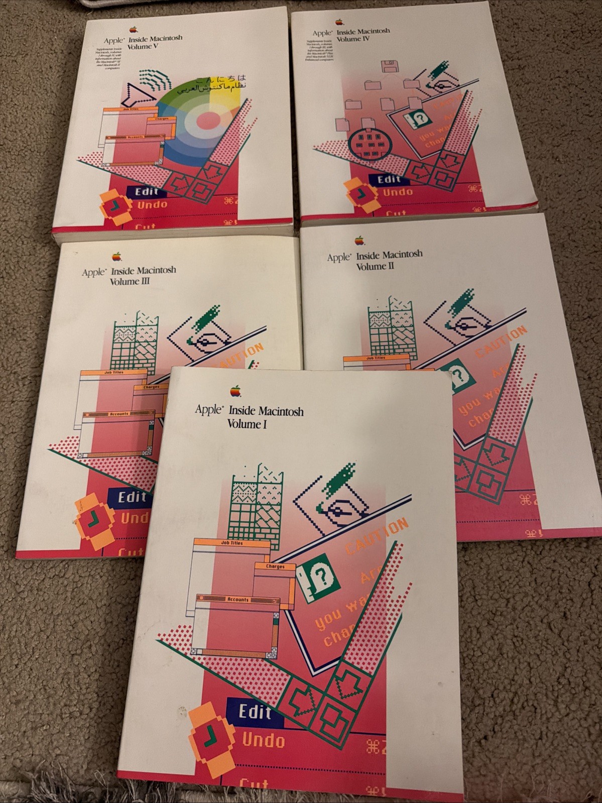 Inside Macintosh Full Set All 5 Volumes Apple Macintosh Books 1985 Rare G2U