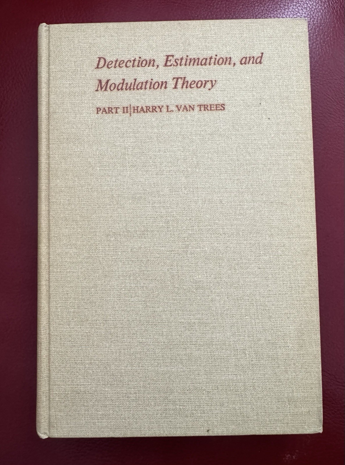 Detection, Estimation, And Modulation Theory Part 1 By Harry L. Van Trees HC1971