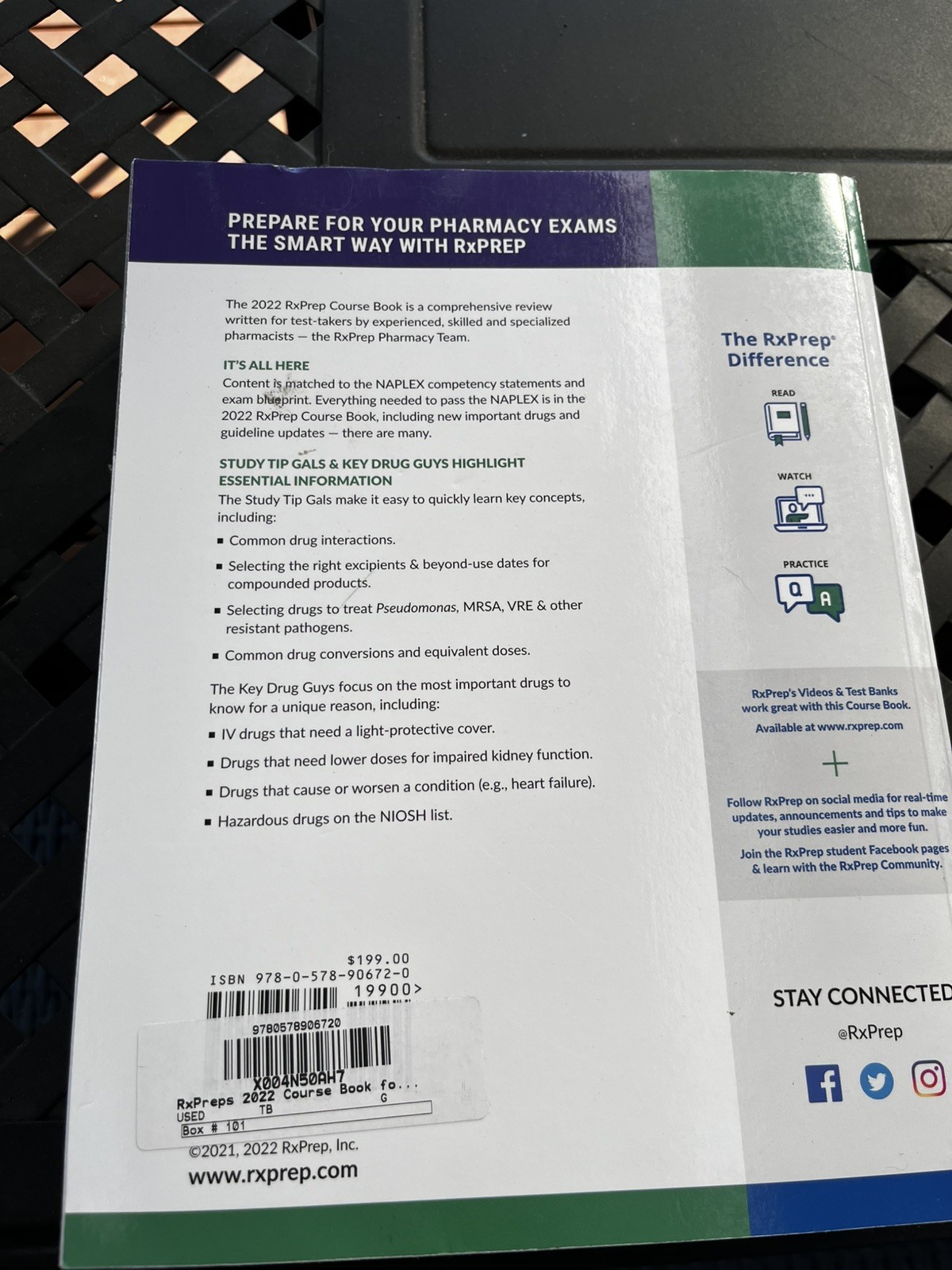 RxPrep 2022 NAPLEX Course Book by RxPrep (2021, Trade Paperback)