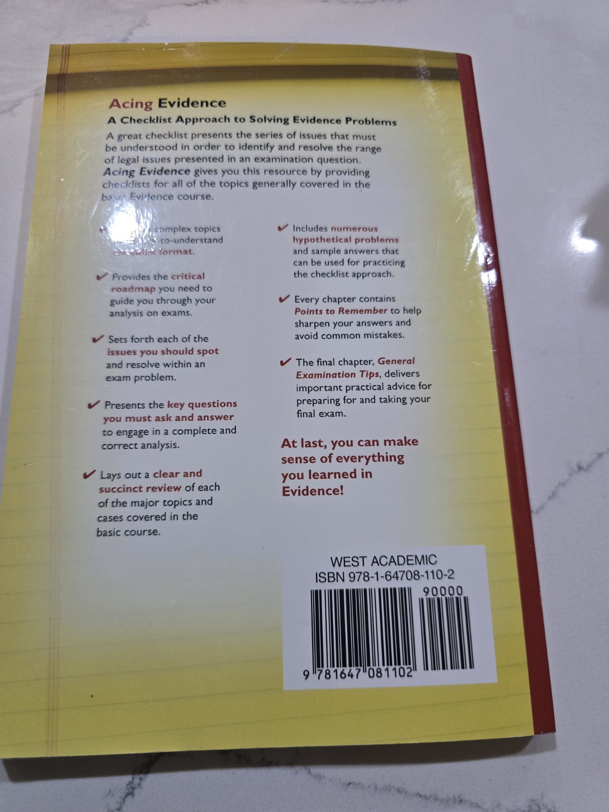 Acing Evidence, Orenstein (3rd Edition) West Academic – Law School