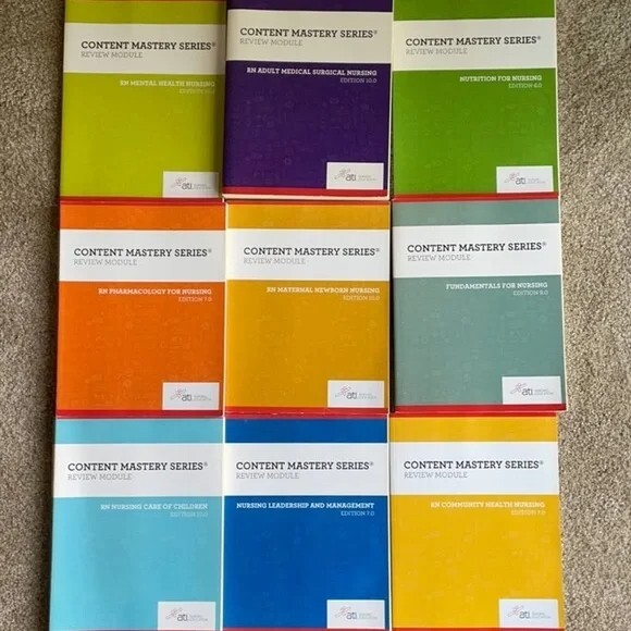 ATI Content Mastery Series Review Modules 2016 Set 9 Books Study Test RN Nursing