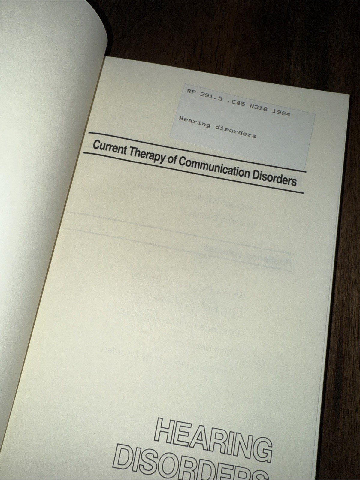 Hearing Disorders: Current Therapy Of Communication Disorders by Perkins￼