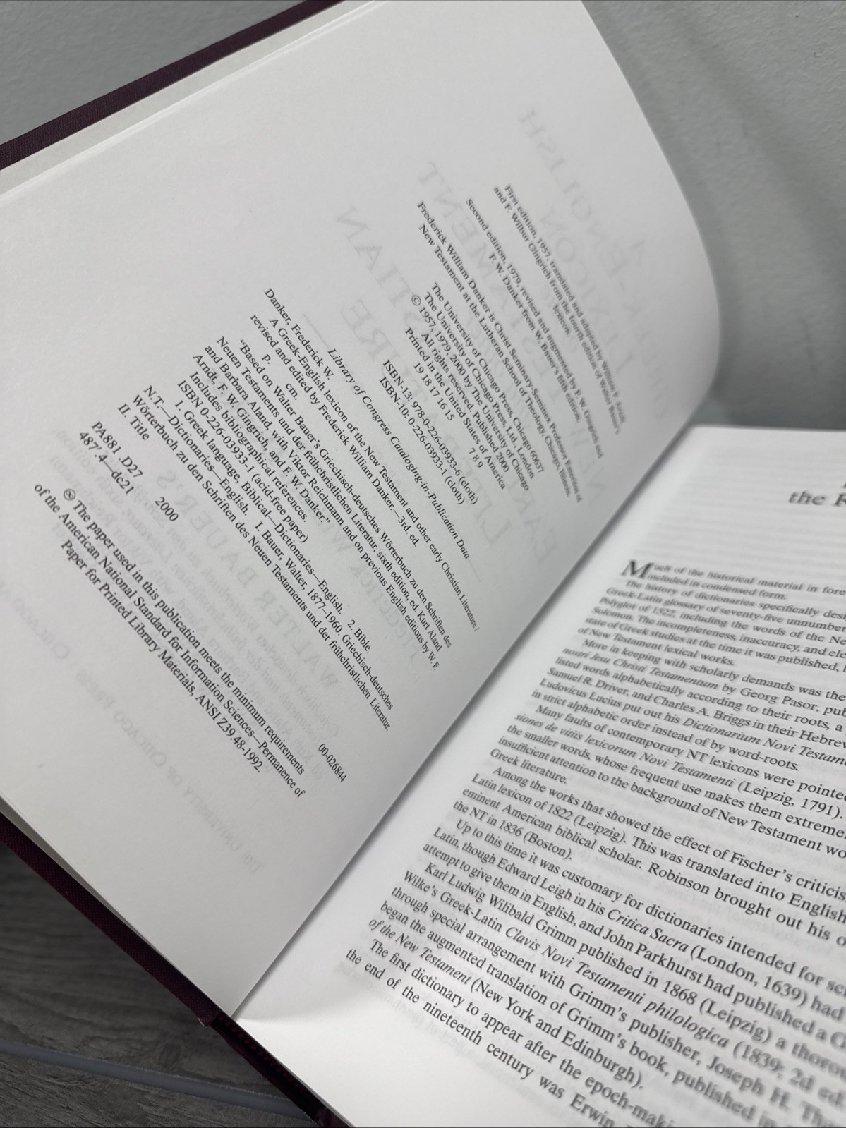 A GREEK-ENGLISH LEXICON OF THE NEW TESTAMENT AND OTHER By Walter Bauer 3rd Book