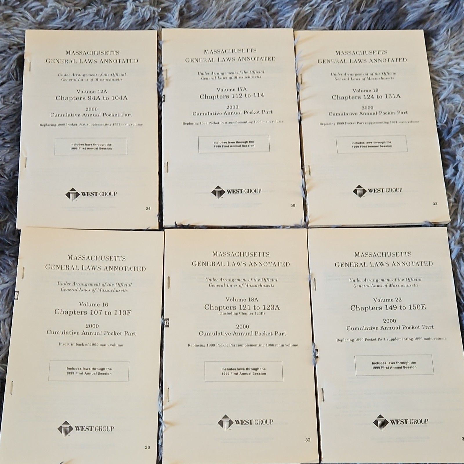 West Group M.G.L.A. Annotated Hardcover Set Vol 12A 16-19 2000