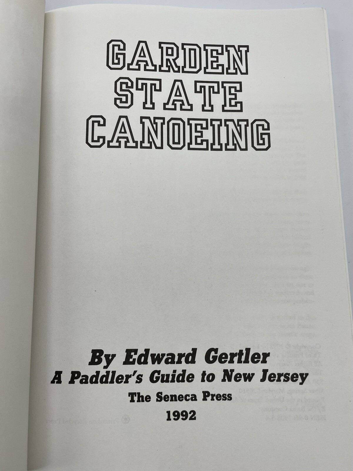 Garden State Canoeing Paddler’s Guide to New Jersey by Edward Gertler PB Book