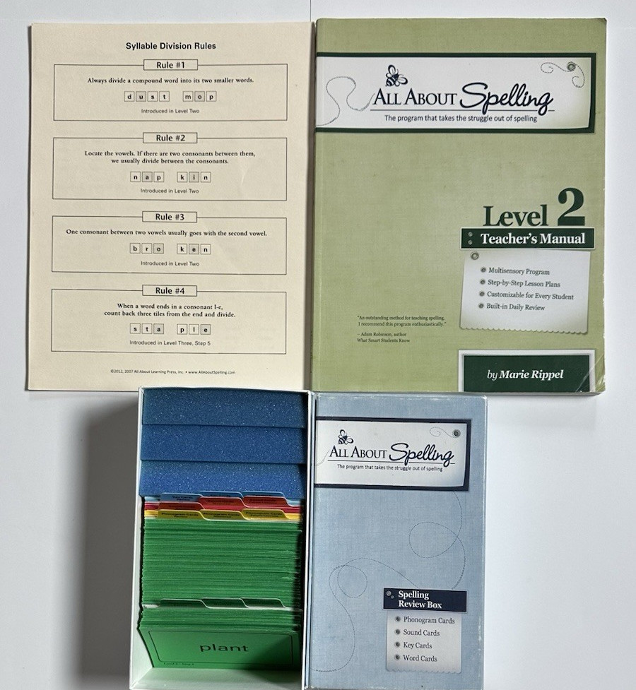 All About Spelling Student Level 2 Teacher Cards Box Dividers Set