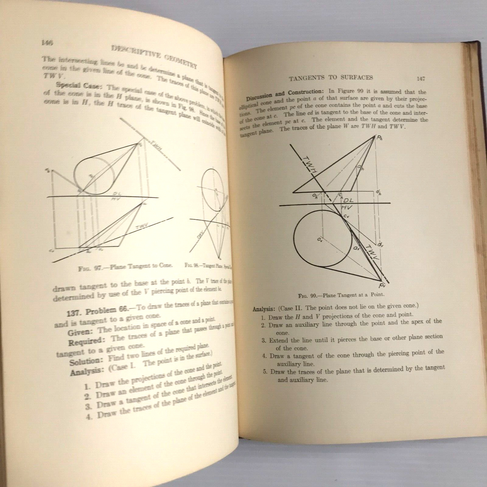 Descriptive Geometry – Floyd Smutz Text Book – 1st Edition 1931 D Van Nostrand